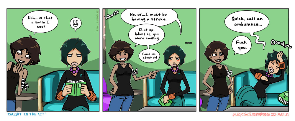 Flipside University Caught in the Act. Jam catches Michelle doing something rather strange...